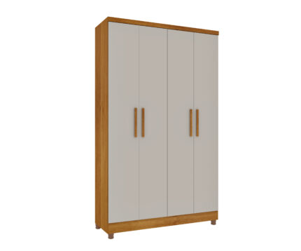 Roupeiro Amsterdam 4 Portas - Cinamomo / Off White- 1,33Mts