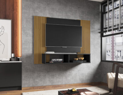 Painel Navi - Para Tv´s até 42" - Preto Fosco / Impressão 3D Ripado