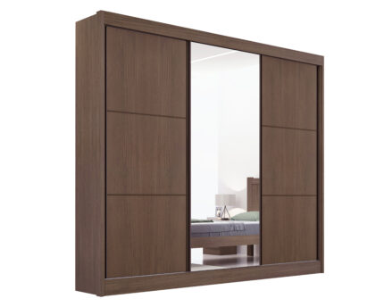 Roupeiro Cristal liso 3 portas deslizantes - 2,42 Mts - Cor- Castanho