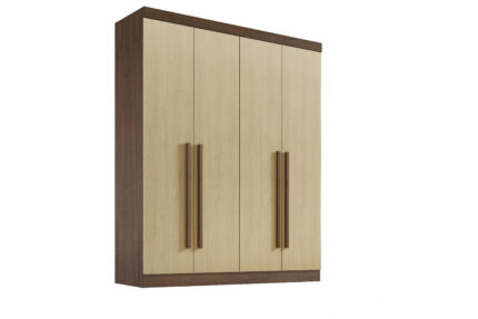 Roupeiro Da Vinci Plus Liso 04 Portas- 1,85 Mts - Cor Castanho / Ninho
