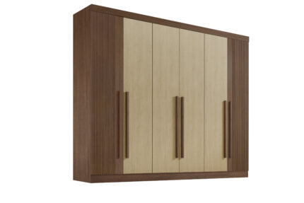 Guarda Roupas 6 portas Da Vinci Plus RIPADO- 2,75 Mts -Cor Castanho / Linho