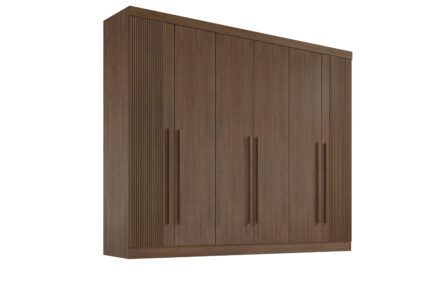 Guarda Roupas 6 portas Da Vinci Plus RIPADO- 2,75 Mts -Cor Castanho