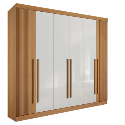 Guarda Roupas 6 portas Da Vinci Plus RIPADO- 2,75 Mts -Cor Cinamomo / off White