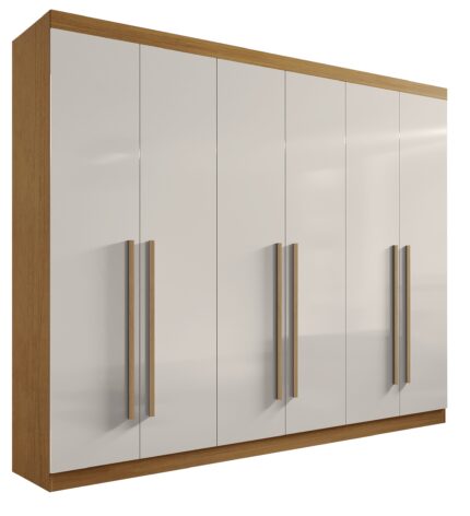 Guarda Roupas 6 portas Da Vinci Plus liso- 2,75 Mts -Cor Cinamomo / Off White