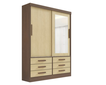 Roupeiro Meridian 2 Portas -1,35 Mts - Cor: Castanho / Linho