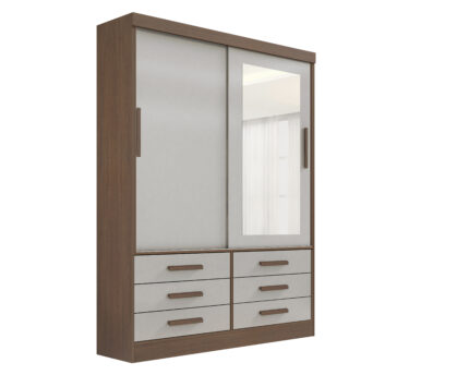 Roupeiro Meridian 2 Portas -1,35 Mts - Cor: Castanho / Off white
