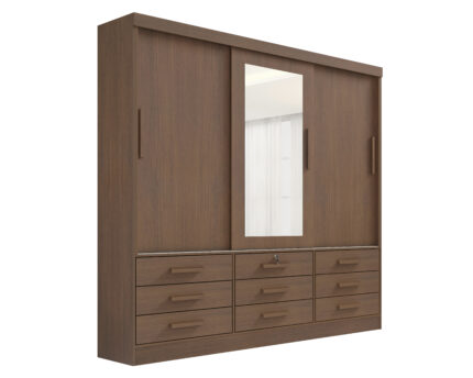 Roupeiro Meridian 3 Portas -2,00 Mts - Cor: Castanho