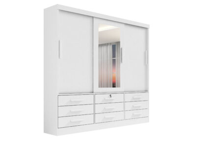 Roupeiro Meridian 3 Portas -2,00 Mts - Cor: Branco